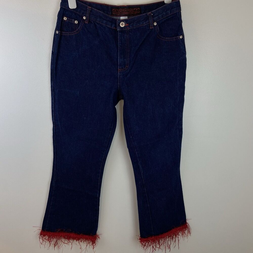 No Excuses Women’s Red Fringe Ankle Jeans 100% Cotton Junior Size 11/12